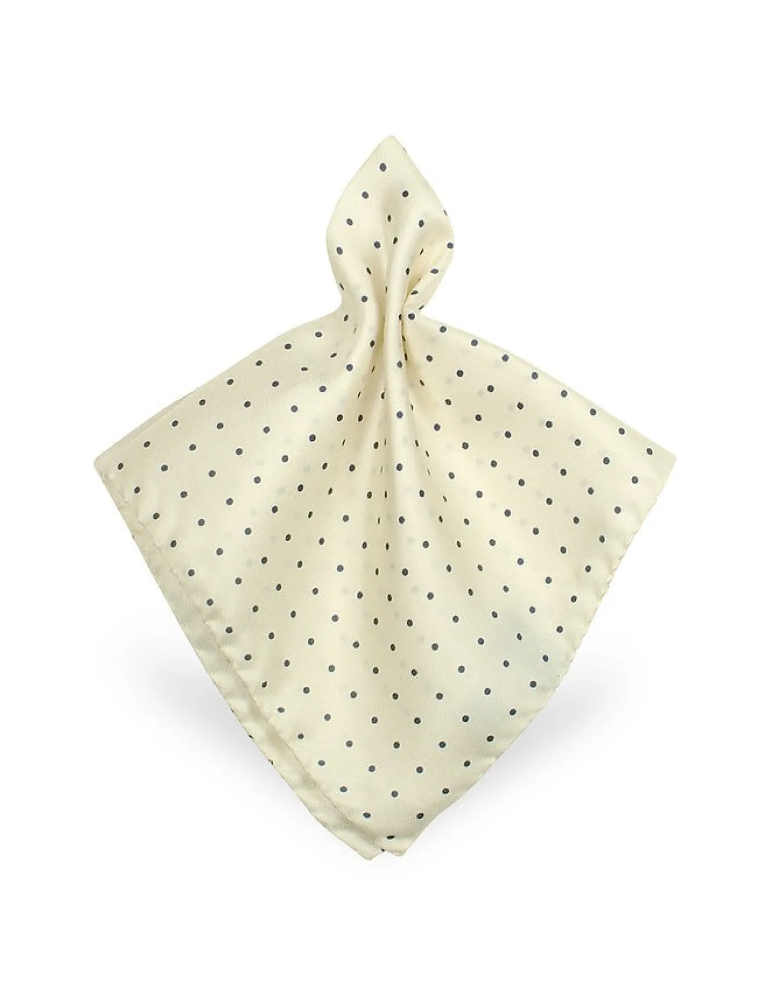 White Polkadot Twill Silk Pocket Square<Forzieri New